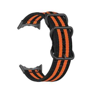 For Google Pixel Watch Three-ring Black Buckle Nylon Watch Band(Black Orange)