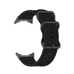 For Google Pixel Watch Three-ring Black Buckle Nylon Watch Band(Black)