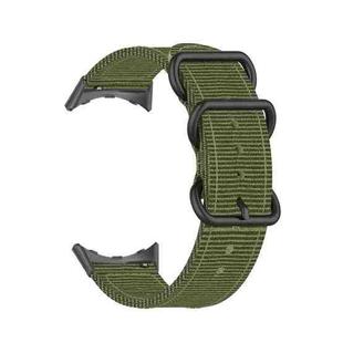 For Google Pixel Watch Three-ring Black Buckle Nylon Watch Band(Army Green)