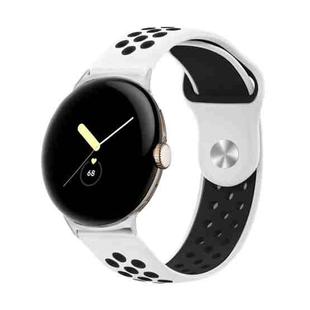 For Google Pixel Watch Two-color Reverse Buckle Silicone Watch Band(White Black)