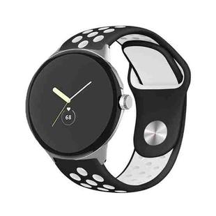 For Google Pixel Watch Two-color Reverse Buckle Silicone Watch Band(Black White)