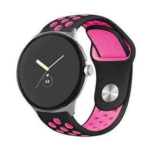 For Google Pixel Watch Two-color Reverse Buckle Silicone Watch Band(Black Pink)