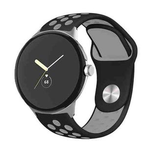 For Google Pixel Watch Two-color Reverse Buckle Silicone Watch Band(Black Grey)