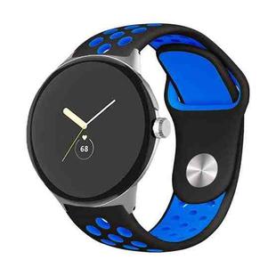 For Google Pixel Watch Two-color Reverse Buckle Silicone Watch Band(Black Blue)