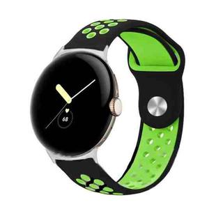 For Google Pixel Watch Two-color Reverse Buckle Silicone Watch Band(Black Green)