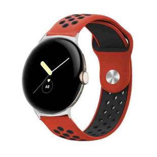 For Google Pixel Watch Two-color Reverse Buckle Silicone Watch Band(Red Black)