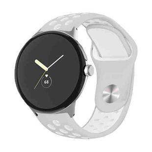 For Google Pixel Watch Two-color Reverse Buckle Silicone Watch Band(Grey White)