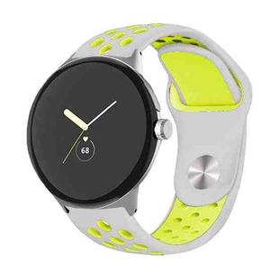 For Google Pixel Watch Two-color Reverse Buckle Silicone Watch Band(Grey Yellow)