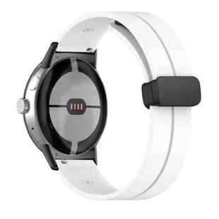 For Google Pixel Watch Solid-color Folding Buckle Silicone Watch Band(Black White)