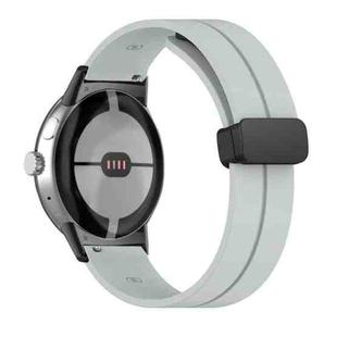 For Google Pixel Watch Solid-color Folding Buckle Silicone Watch Band(Black Light Grey)