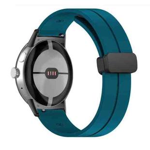 For Google Pixel Watch Solid-color Folding Buckle Silicone Watch Band(Black Rock Blue)