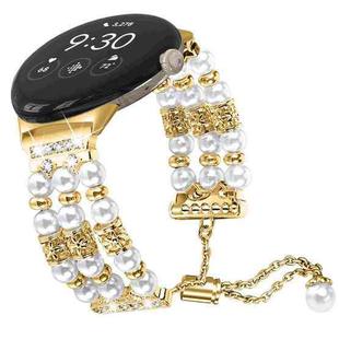 For Google Pixel Watch Pearl Half Bracelet Watch Band(Gold)