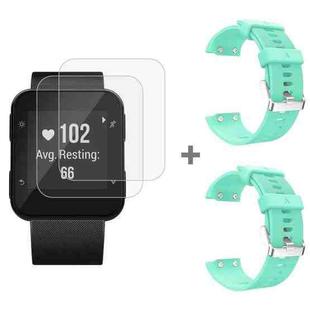 For Garmin Forerunner 35 2pcs Silicone Sport Watch Band with 2pcs Tempered Glass Film(Mint Green)