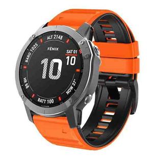 For Garmin Fenix 7/7X/6/6X/5/5X 22mm Two-Color Silicone Watch Band(Orange Black)