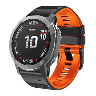 For Garmin Fenix 7/7X/6/6X/5/5X 22mm Two-Color Silicone Watch Band(Black Orange)