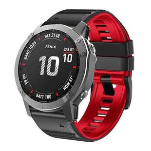 For Garmin Fenix 7/7X/6/6X/5/5X 22mm Two-Color Silicone Watch Band(Black Red)