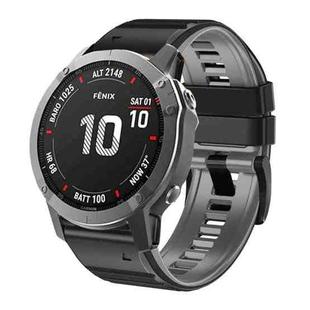 For Garmin Fenix 7/7X/6/6X/5/5X 22mm Two-Color Silicone Watch Band(Black Grey)