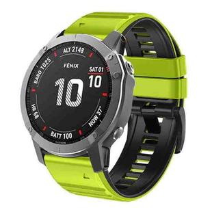 For Garmin Fenix 7/7X/6/6X/5/5X 22mm Two-Color Silicone Watch Band(Lime Green + Black)