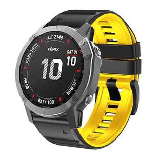 For Garmin Fenix 7/7X/6/6X/5/5X 26mm Two-Color Silicone Watch Band(Black Yellow)