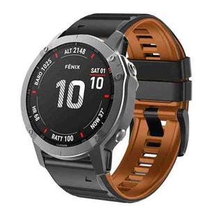 For Garmin Fenix 7/7X/6/6X/5/5X 26mm Two-Color Silicone Watch Band(Black Brown)