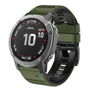For Garmin Fenix 7/7X/6/6X/5/5X 26mm Two-Color Silicone Watch Band(Army Green + Black)