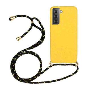 For Samsung Galaxy S23 5G Wheat Straw Material + TPU Protective Case with Lanyard(Yellow)