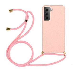 For Samsung Galaxy S23 5G Wheat Straw Material + TPU Protective Case with Lanyard(Pink)