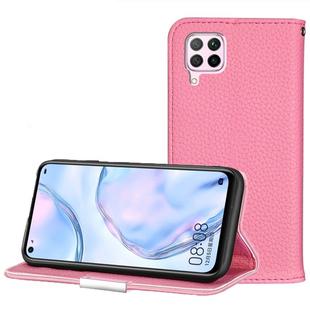For Huawei P40 Lite Litchi Texture Solid Color Horizontal Flip Leather Case with Bracket & Card Slots & Wallet & Lanyard(Pink)