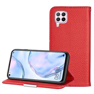 For Huawei P40 Lite Litchi Texture Solid Color Horizontal Flip Leather Case with Bracket & Card Slots & Wallet & Lanyard(Red)