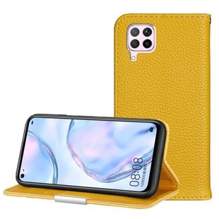 For Huawei P40 Lite Litchi Texture Solid Color Horizontal Flip Leather Case with Bracket & Card Slots & Wallet & Lanyard(Yellow)