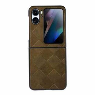 For OPPO Find N2 Flip Weave Plaid PU Phone Case(Green)