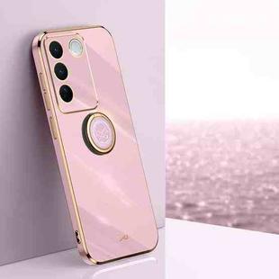 For vivo S16 Pro XINLI Straight Edge 6D Electroplate TPU Phone Case with Ring Holder(Cherry Purple)