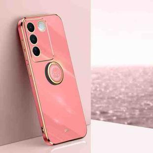 For vivo S16 Pro XINLI Straight Edge 6D Electroplate TPU Phone Case with Ring Holder(Hawthorn Red)