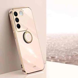 For vivo S16 Pro XINLI Straight Edge 6D Electroplate TPU Phone Case with Ring Holder(Pink)
