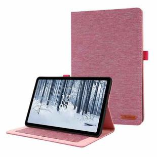 For Nokia T21 Fabric Leather Tablet Case with Wake-up / Sleep Function(Rose Red)