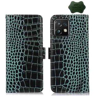 For Motorola Moto X40 Pro Crocodile Top Layer Cowhide Leather Phone Case(Green)