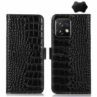 For Motorola Moto X40 Pro Crocodile Top Layer Cowhide Leather Phone Case(Black)