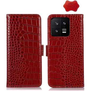 For Xiaomi 13 Crocodile Top Layer Cowhide Leather Phone Case(Red)