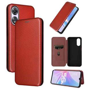 For OPPO A58 5G Carbon Fiber Texture Flip Leather Phone Case(Brown)