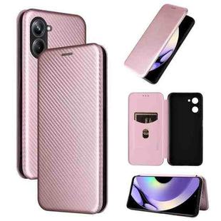 For Realme 10 Pro Carbon Fiber Texture Flip Leather Phone Case(Pink)