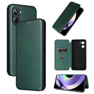 For Realme 10 Pro Carbon Fiber Texture Flip Leather Phone Case(Green)
