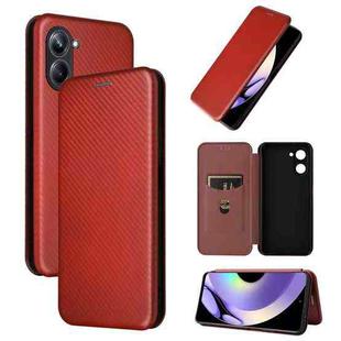 For Realme 10 Pro Carbon Fiber Texture Flip Leather Phone Case(Brown)
