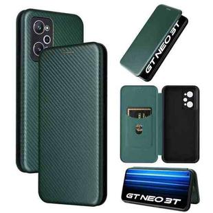 For Realme GT Neo 3T / GT Neo2 5G Carbon Fiber Texture Flip Leather Phone Case(Green)