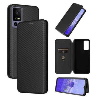 For TCL 40 R 5G Carbon Fiber Texture Flip Leather Phone Case(Black)