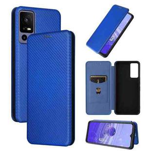 For TCL 40 R 5G Carbon Fiber Texture Flip Leather Phone Case(Blue)