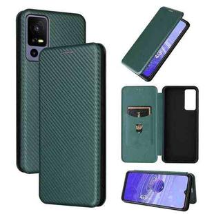 For TCL 40 R 5G Carbon Fiber Texture Flip Leather Phone Case(Green)
