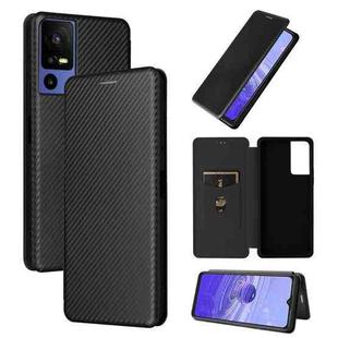 For TCL 40SE Carbon Fiber Texture Flip Leather Phone Case(Black)