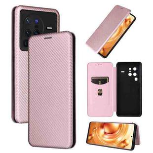 For vivo X80 Pro 5G Carbon Fiber Texture Flip Leather Phone Case(Pink)