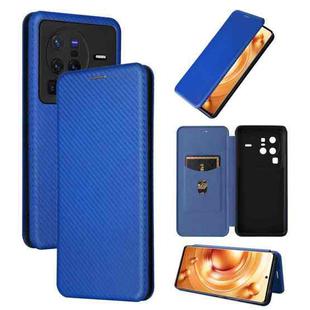 For vivo X80 Pro 5G Carbon Fiber Texture Flip Leather Phone Case(Blue)