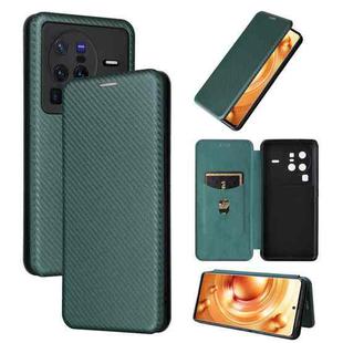 For vivo X80 Pro 5G Carbon Fiber Texture Flip Leather Phone Case(Green)